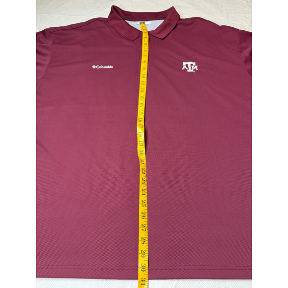 Texas A&M Aggies Columbia Maroon Polo Shirt Mens Sz XXL PFG Omni-Shade Vented - Picture 6 of 10